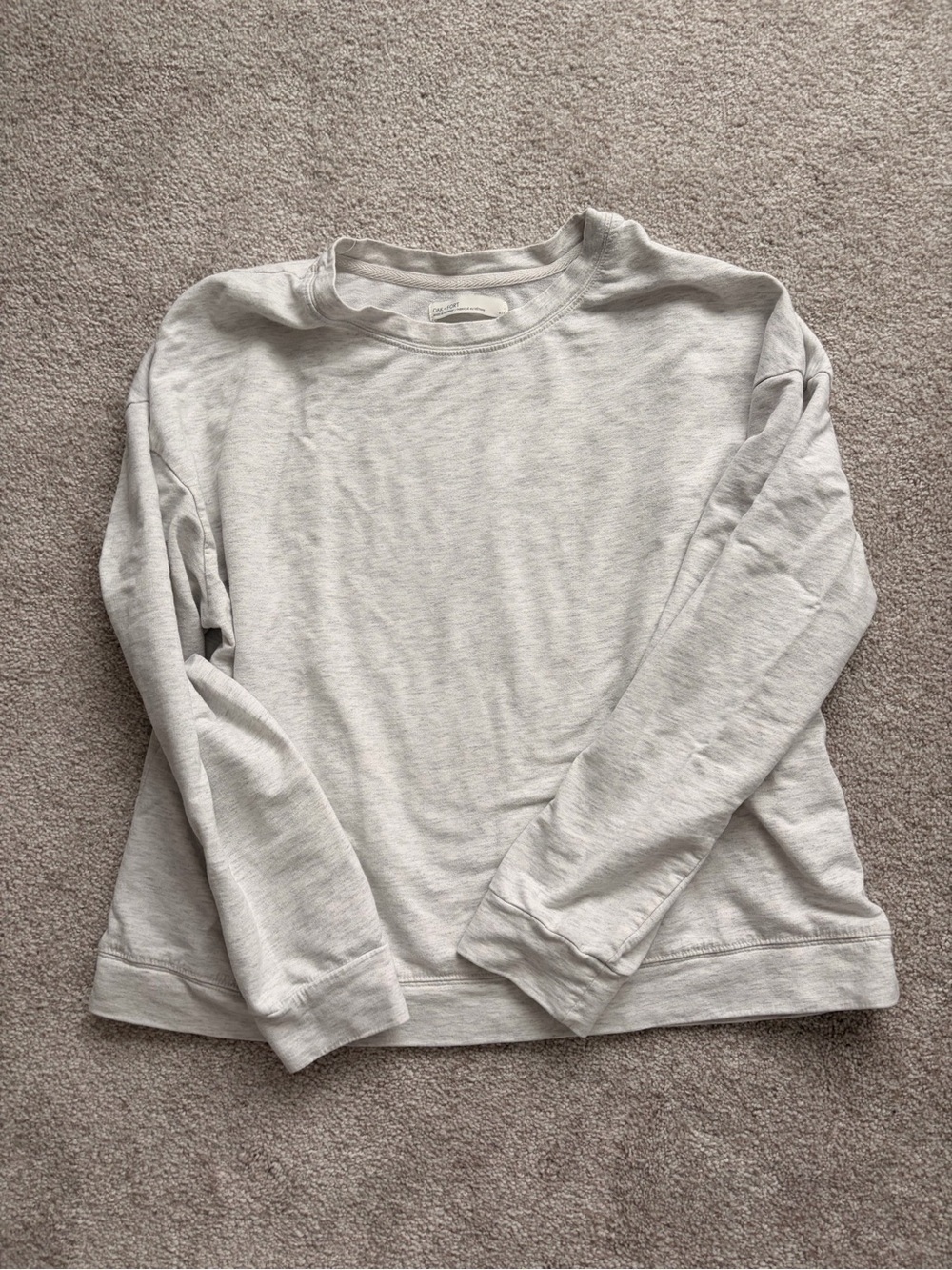 OAK + FORT Heather White/Grey Crewneck Longsleeve